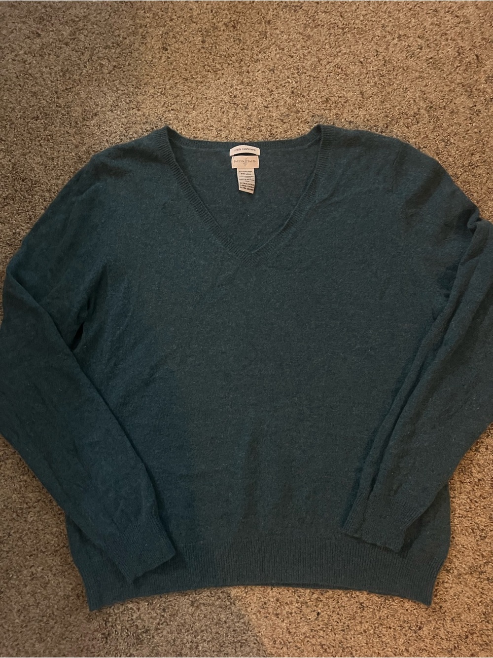 Jaclyn Smith Women's V-Neck Sweater in Teal Green